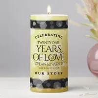 Elegant 21st Brass Wedding Anniversary Celebration Pillar Candle