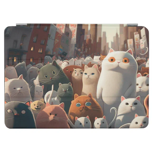 Cat City Cartoon Crowd iPad Air Cover