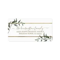 Elegant Christmas Branches Gold Foil Holiday Label