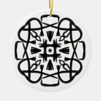 Black and White #21 Clover Crisscross Ceramic Ornament