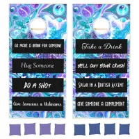 Purple and Blue Fluid Art | Funny Rules Cornhole Set