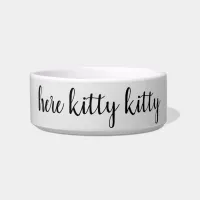 Light Grey "here kitty kitty" Food or Water Bowl