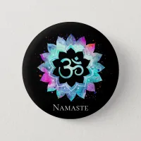 *~* Lotus AUM OM  Symbol Watercolor  Mandala Button