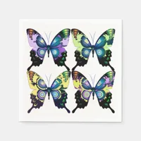 Aqua, Pink, and Yellow -  Elegant Butterflies Napkins