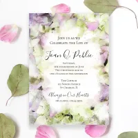 Almost Pink Hydrangea Celebration of Life Memorial Invitation