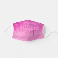 Metallic Hot Pink Glitter Dripping Fuchsia Icing Adult Cloth Face Mask