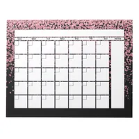 Black Blush Pink Glitter Monthly Planner Calendar Notepad