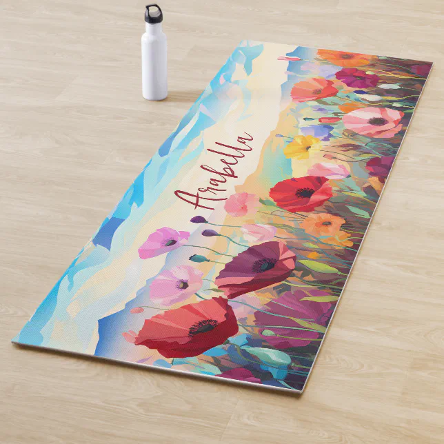 Watercolor Floral Nature Meditation Yoga Mat