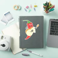 Crazy Chilli Pepper Playing Guitar, Funny Food Sticker