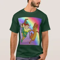 Leprechaun and Mouse Dancing with Rainbow T-Shirt