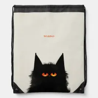 Grumpy Black Cat Drawstring Bag