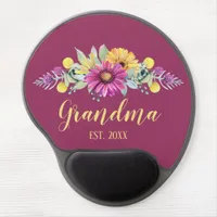 New Grandma Elegant Flowers | Pink Yellow Burgundy Gel Mouse Pad