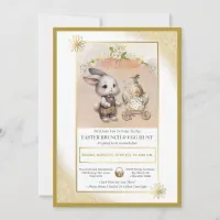 Watercolor Bunny Easter Brunch & Egg Hunt Floral   Invitation