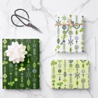 Shamrock Clover Floral Minimalist Green Wrapping Paper Sheets