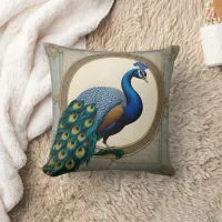 Colorful Peacock Displaying Its Feathers Throw Pillow