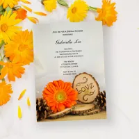 Rustic Orange Daisy Woodland Bridal Shower Invitation