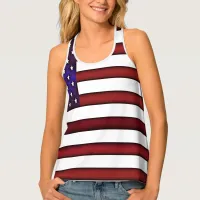 Modern Embossed American Flag Tank Top