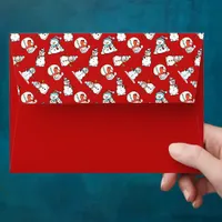 Cute Snowman Pattern Red Christmas Holiday Envelope