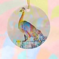 Majestic peacock on a fence - abstract  ceramic ornament