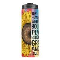 Inspirational Quote and Hand Drawn Sunflower Thermal Tumbler