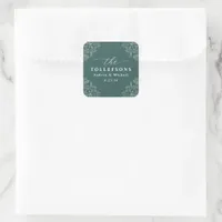 Elegant Emerald Green Wedding Classic Square Square Sticker