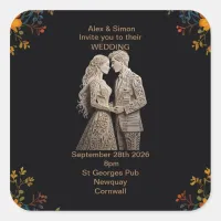 Bride & Groom Royal Classic Square Sticker