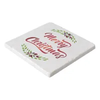 Merry Christmas Laurels Red ID293 Trivet