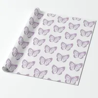 Pretty Purple and White Butterfly Gift Wrap