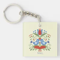 Lovebirds and Blossoms  Keychain