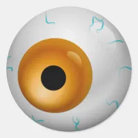 Brown Bloodshot Zombie Eyeball Halloween Classic Round Sticker