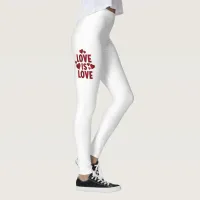 Love is Love Red Hearts Leggings