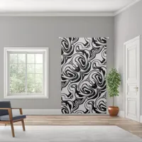 Grey Swirl Pattern on Black Background | Blackout Curtains