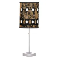 Caribbean Tribal Mudcloth: Black, White, Gold Table Lamp