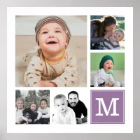 Purple 5  Photo Collage Instagram Gallery Monogram Poster