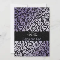 purple damask Business Thank You Cards