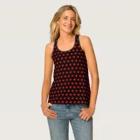 Red Heart Girly Fun Balloon Pattern Black Trendy Tank Top