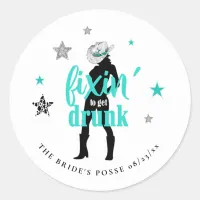 Fixin' The Posse Disco Bachelorette Teal ID925 Classic Round Sticker