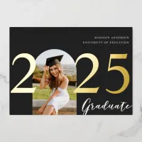 Black Arch Foil Photo Graduation Announcement