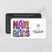 Vibrant African American Nail Boss Branding Business Card