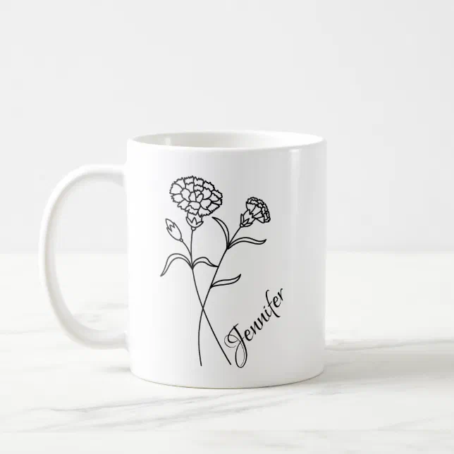 Personalized Birth Flower With Name -JANUARY Coffee Mug