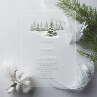 Rustic Winter Wedding Sage Green ID1049 Acrylic Invitations