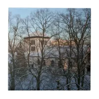 Magical Winter Church Ceramic Tile