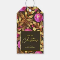 Magenta Gold Christmas Pattern#29 ID1009 Gift Tags