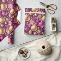 Magenta Gold Christmas Pattern#31 ID1009 Wrapping Paper