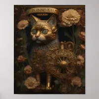 Gothic Steampunk Gold Cat Poster