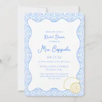 Mediterranean Lemon Blue Italian Bridal Shower Invitation