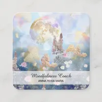 *~* Ethereal Moon Lavender Flowers QR Floral AP70 Square Business Card