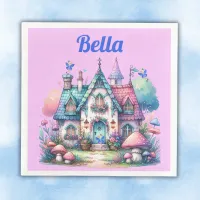 Pink & Blue Fairy Cottage Core Monogram on Pink |