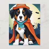 Bernese Mountain Dog Puppy Halloween Postcard