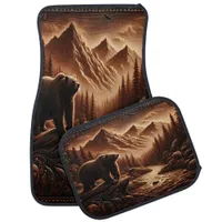 Artistic Leather-Like Bear by River Car Floor Mat